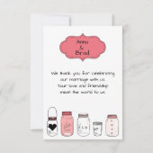 Roze bruiloft Jars - 3x5 Dank je Kaart (Achterkant)