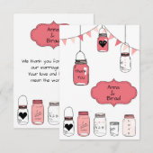 Roze bruiloft Jars - 3x5 Dank je Kaart (Voorkant / Achterkant)