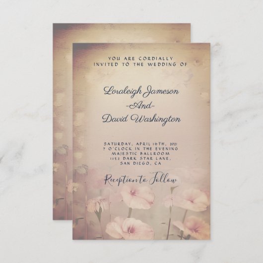  roze bruiloft kaart (Voorkant / Achterkant)