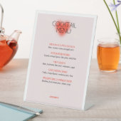Roze bruiloft klassieke cocktail menu reclamebord met voetstuk (Insitu)