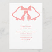 Roze bruiloft menu bellen en lint (Achterkant)