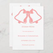 Roze bruiloft menu bellen en lint (Voorkant / Achterkant)