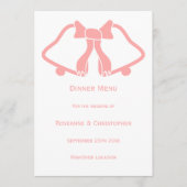 Roze bruiloft menu bellen en lint (Voorkant)