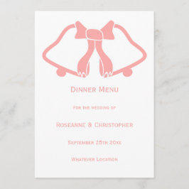 Roze bruiloft menu bellen en lint