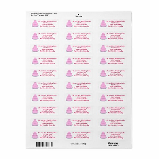 Roze bruiloft met hartenAdresetiketten Etiket (Full Sheet)
