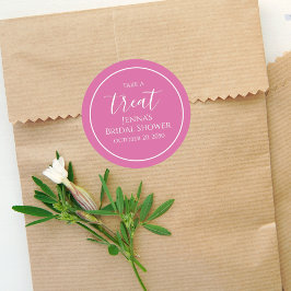 Roze Bruiloft Minimaal Kalligrafisch Schrift Ronde Sticker