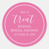 Roze Bruiloft Minimaal Kalligrafisch Schrift Ronde Sticker (Voorkant)