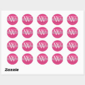 Roze Bruiloft Monogram Bruid en bruidegom Ronde Sticker (Vel)