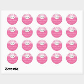 Roze bruiloft Monogram Damask Seal Ronde Sticker (Vel)