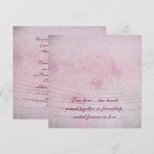 roze bruiloft orchidee bouquet met rimpels kaart (Voorkant / Achterkant)