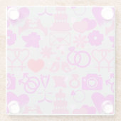 Roze Bruiloft ornamenten patroon 03 Grijs BG Glazen Onderzetter (Achterkant)