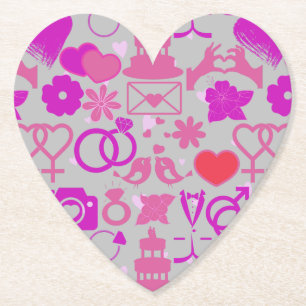 Roze Bruiloft ornamenten patroon 03 Grijs BG Kartonnen Onderzetters