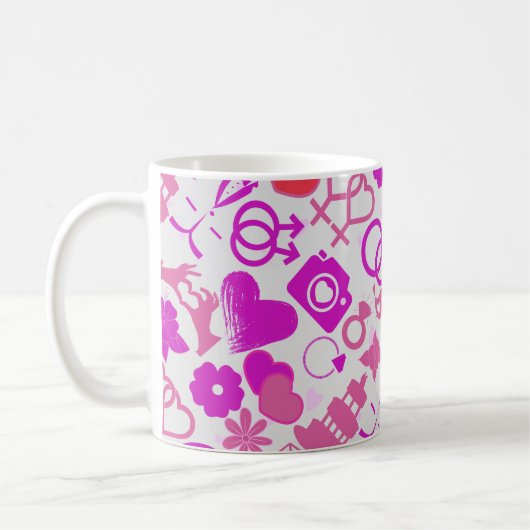 Roze Bruiloft ornamenten patroon 03 Koffiemok (Links)