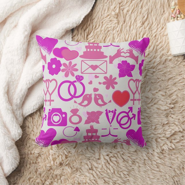 Roze Bruiloft ornamenten patroon 03 Kussen (Deken)