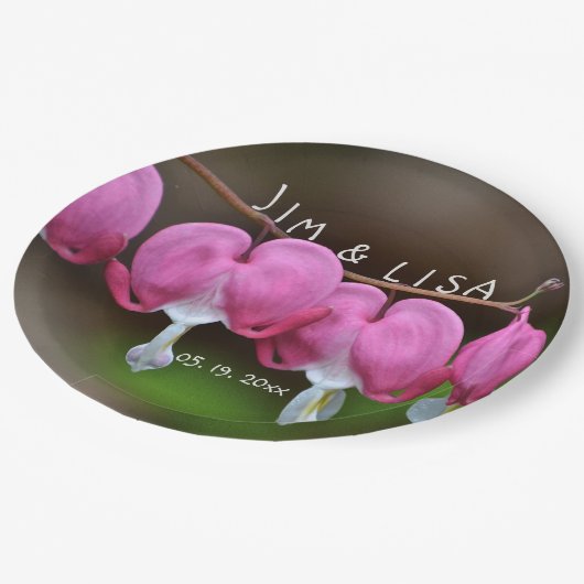 Roze bruiloft papieren bordje (Gekanteld)