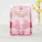 Roze bruiloft presentaties Bridesmaid Bridal Kaart (Gele Bloem)