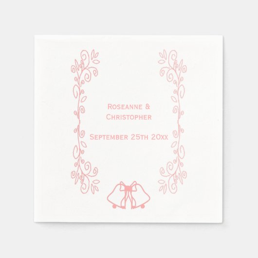 Roze bruiloft receptie servet klokken scrollwork (Voorkant)