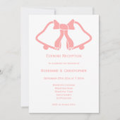 Roze bruiloft receptie uitnodiging klokken lint (Voorkant)