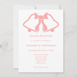 Roze bruiloft receptie uitnodiging klokken lint