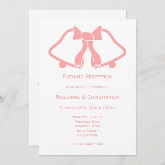Roze bruiloft receptie uitnodiging klokken lint (Voorkant / Achterkant)