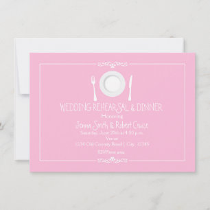 Roze Bruiloft repetitie diner uitnodiging