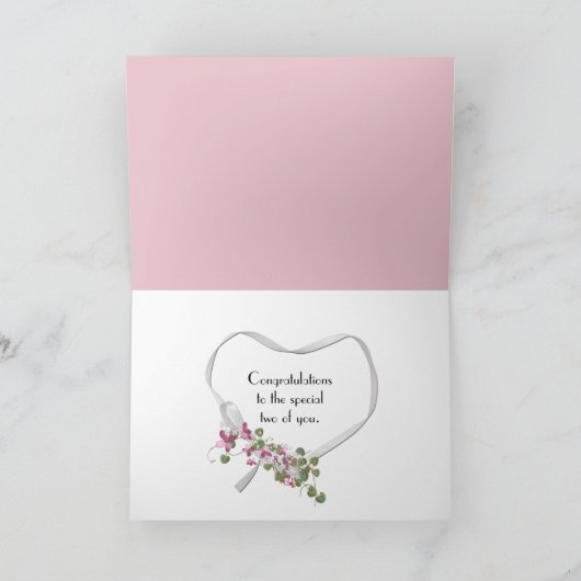 Roze bruiloft Roos gefeliciteerd Kaart (Binnen)