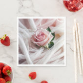Roze bruiloft Roos op tule Servet (Insitu)