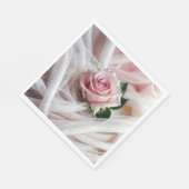 Roze bruiloft Roos op tule Servet (Hoek)