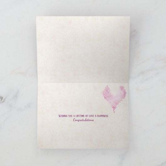 roze bruiloft rozen op strand met torn edge border kaart (Binnen)