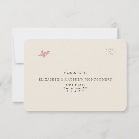 Roze Bruiloft RSVP QR Code  Art Nouveau Kaart (Achterkant)