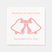 Roze bruiloft servetten klokken en lint (Voorkant)