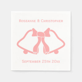 Roze bruiloft servetten klokken en lint