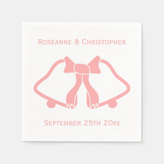 Roze bruiloft servetten klokken en lint (Voorkant)