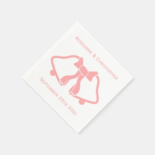 Roze bruiloft servetten klokken en lint (Hoek)