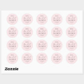 Roze Bruiloft Shower Script Minimalistisch Ronde Sticker (Vel)