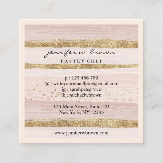 Roze bruiloft speciale koekjesvrije bakkerij vierkante visitekaartje (Achterkant)