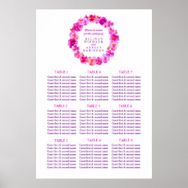 Roze bruiloft-tafel Planner 1-9 tafels Poster