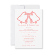 Roze bruiloft uitnodiging bellen en lint