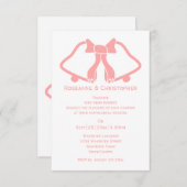 Roze bruiloft uitnodiging bellen en lint (Voorkant / Achterkant)