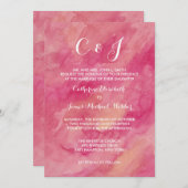 Roze bruiloft uitnodiging bruid's ouders hosting (Voorkant / Achterkant)