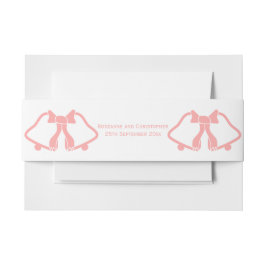 Roze bruiloft uitnodiging buik band klokken lint uitnodigingen wikkel