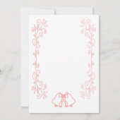 Roze bruiloft uitnodiging klokken scrollwork (Achterkant)