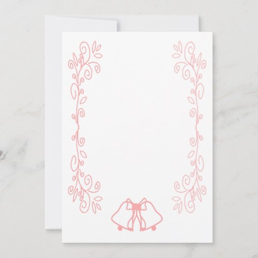 Roze bruiloft uitnodiging klokken scrollwork (Achterkant)