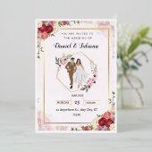 Roze bruiloft uitnodiging Sjabloon bruiloft uitnod (Staand Voorkant)