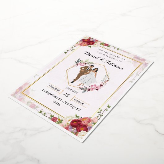 Roze bruiloft uitnodiging Sjabloon bruiloft uitnod (Gedraaid)