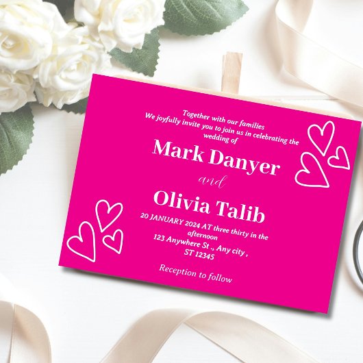 Roze bruiloft uitnodigingen | Romantisch en tijdlo