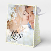 Roze bruiloft voor doos Uw foto's Monogram Geel Bedankdoosjes (Achterkant)