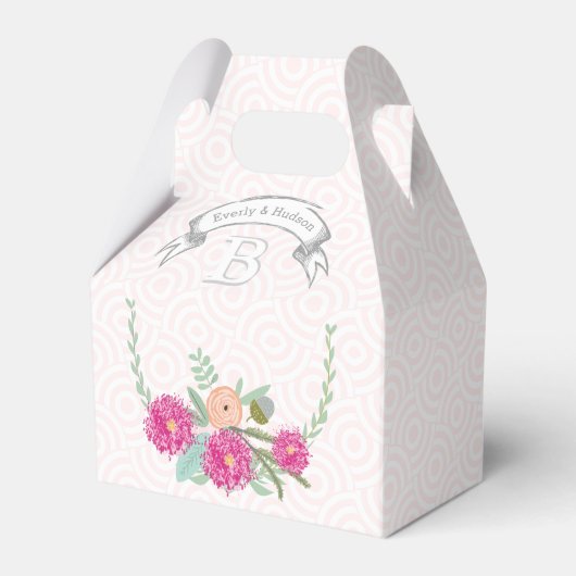 Roze bruiloft voor doos Uw foto's Monogram namen Bedankdoosjes (Voorkant Zijde)