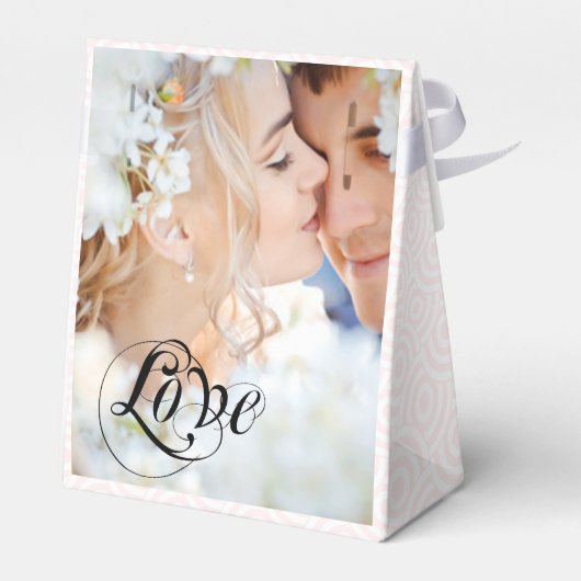 Roze bruiloft voor doos Uw foto's Monogram namen Bedankdoosjes (Achterkant)