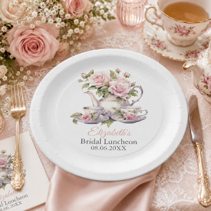 Roze Bruilofts Lunchtijd Thee Feest Borden Papieren Bordje